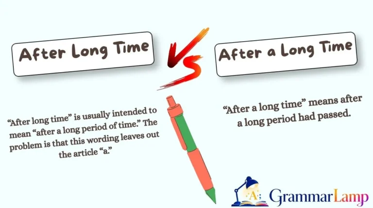After Long Time vs After a Long Time